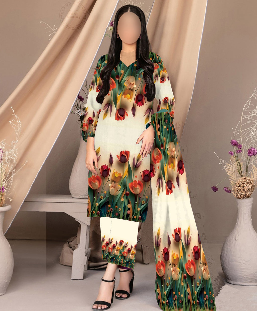 NEW ARRIVAL 3 PCS SILKY SUIT WITH AIRLINE SHIRT