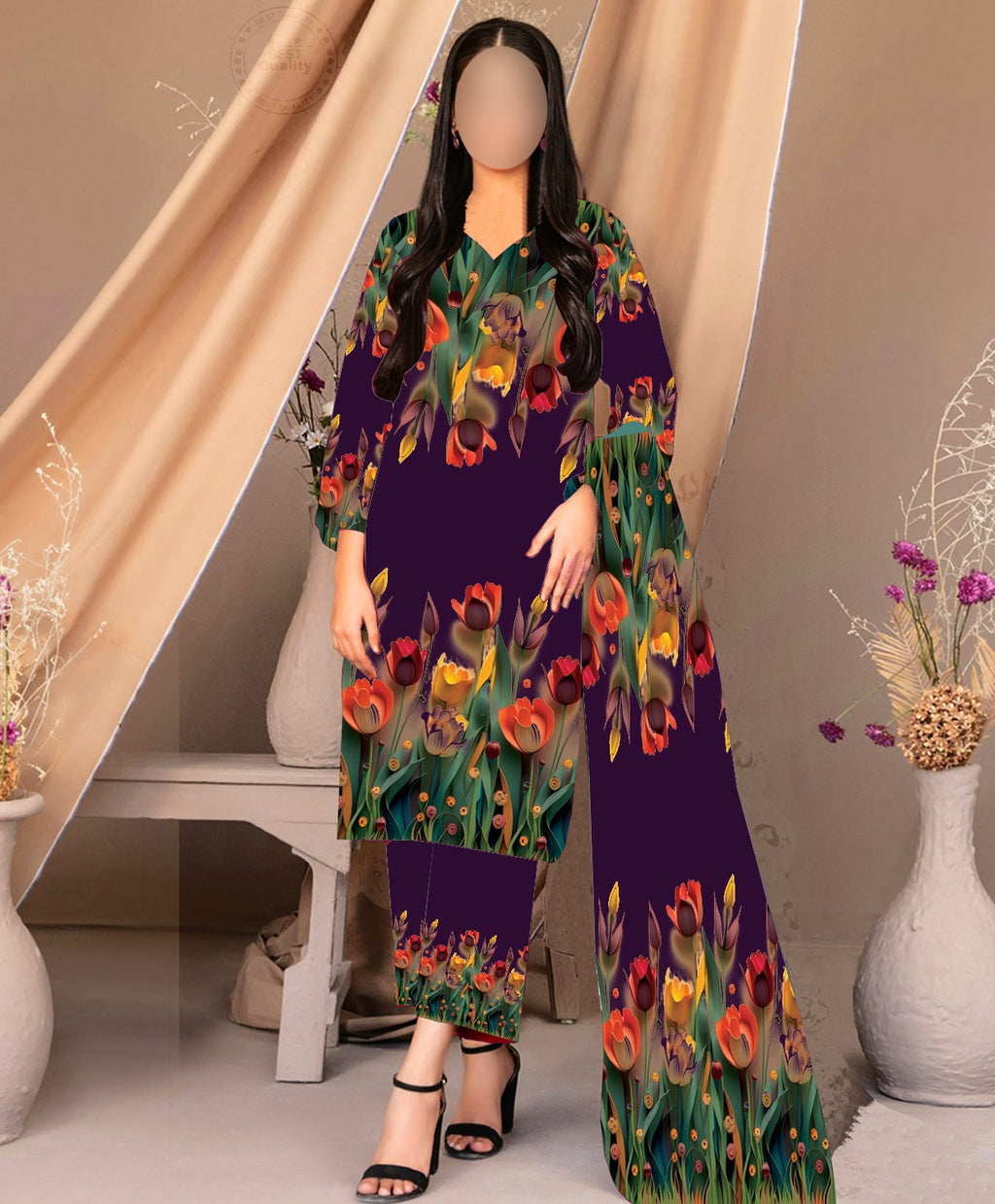 NEW ARRIVAL 3 PCS SILKY SUIT WITH AIRLINE SHIRT