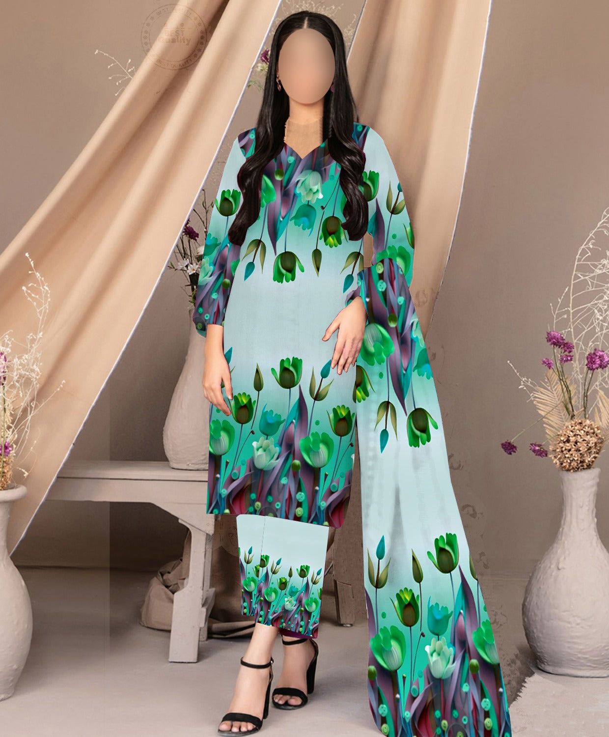 NEW ARRIVAL 3 PCS SILKY SUIT WITH AIRLINE SHIRT