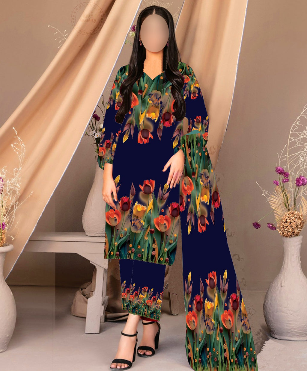 NEW ARRIVAL 3 PCS SILKY SUIT WITH AIRLINE SHIRT