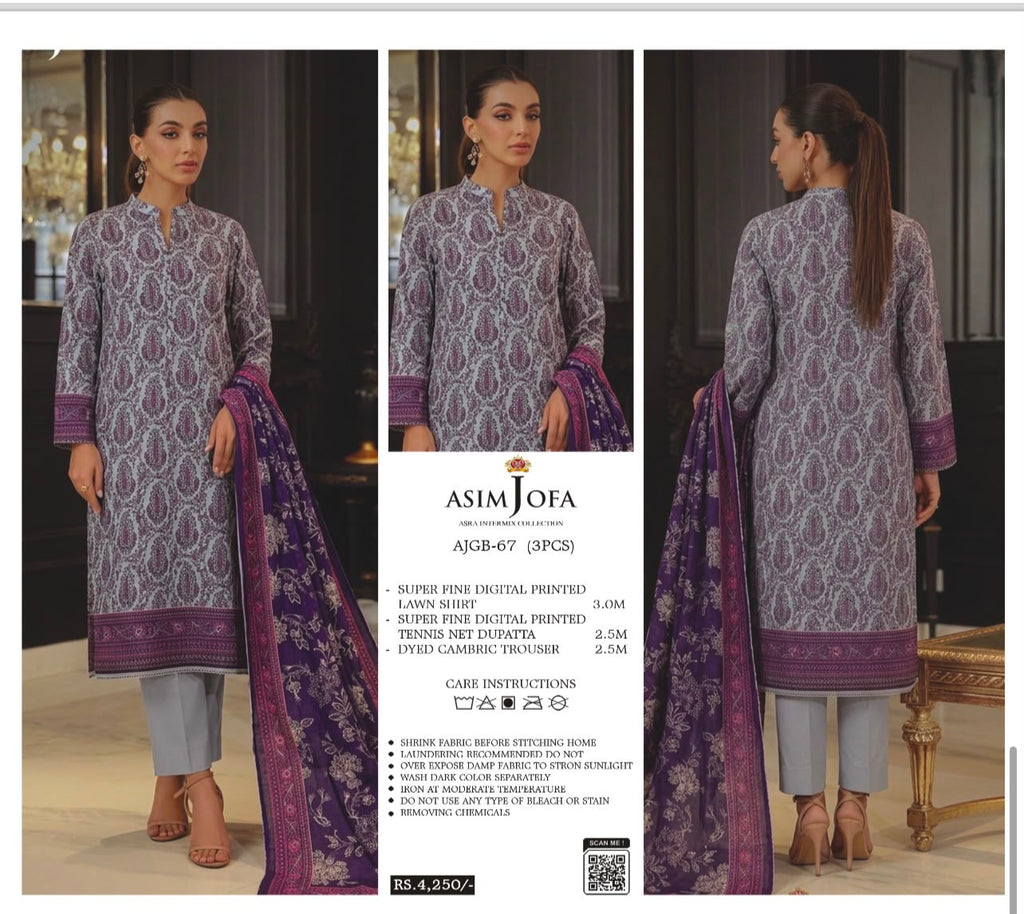 Asim Jofa Asra Intermix Collection Unstitched 3PC Printed Lawn Series