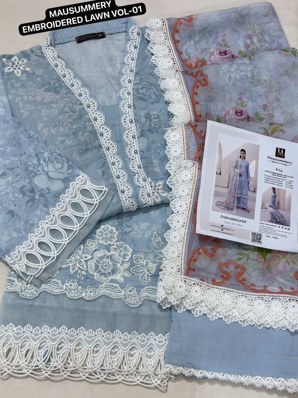MAUSUMMERY EMBROIDERED & CHIKANKARI LAWN VOL-01