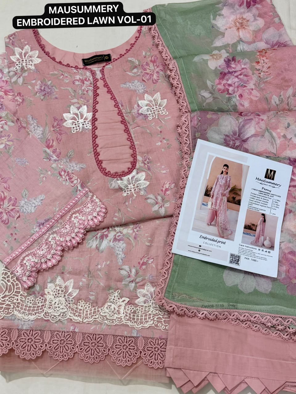 MAUSUMMERY EMBROIDERED & CHIKANKARI LAWN VOL-01
