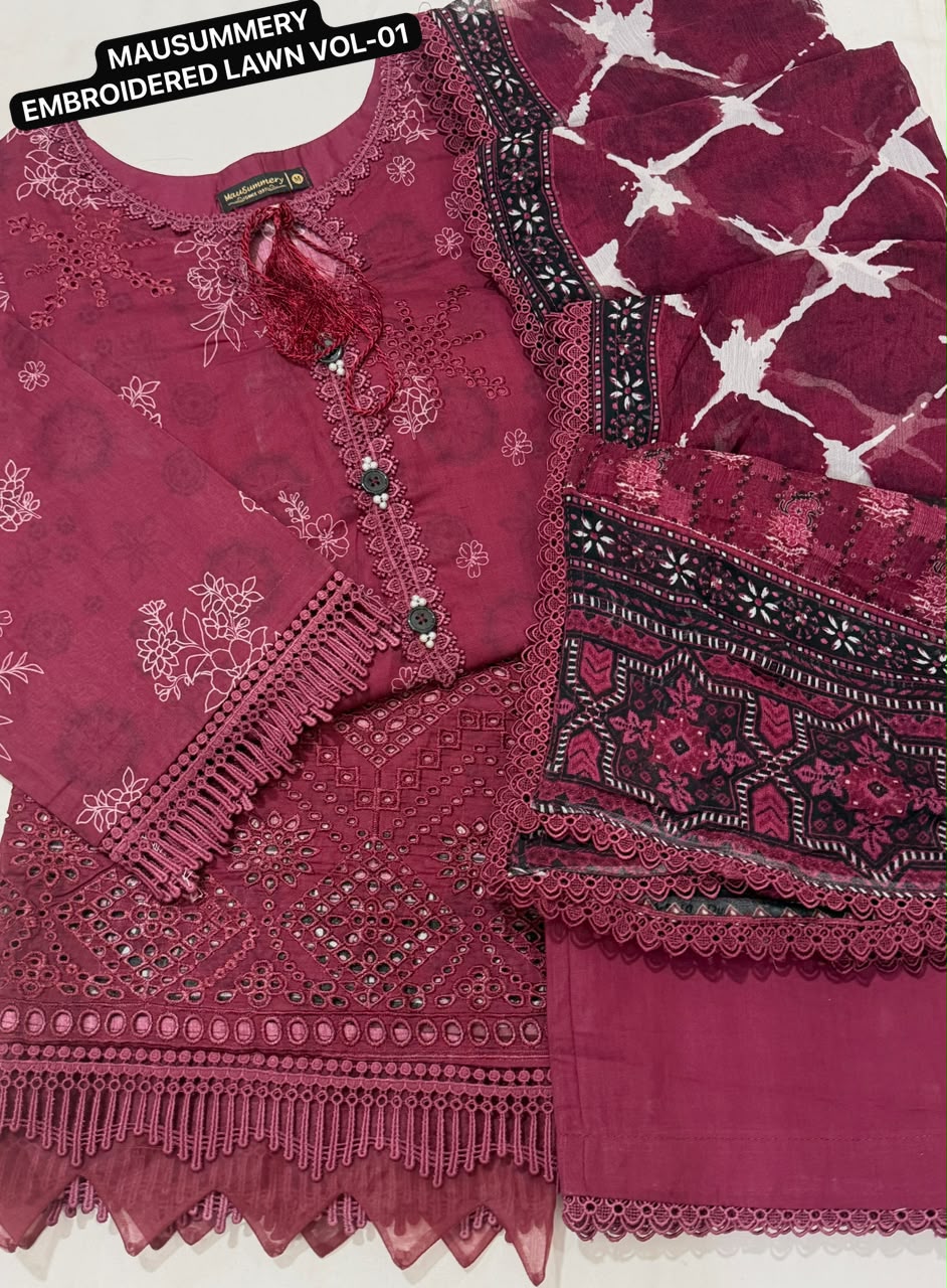 MAUSUMMERY EMBROIDERED & CHIKANKARI LAWN VOL-01