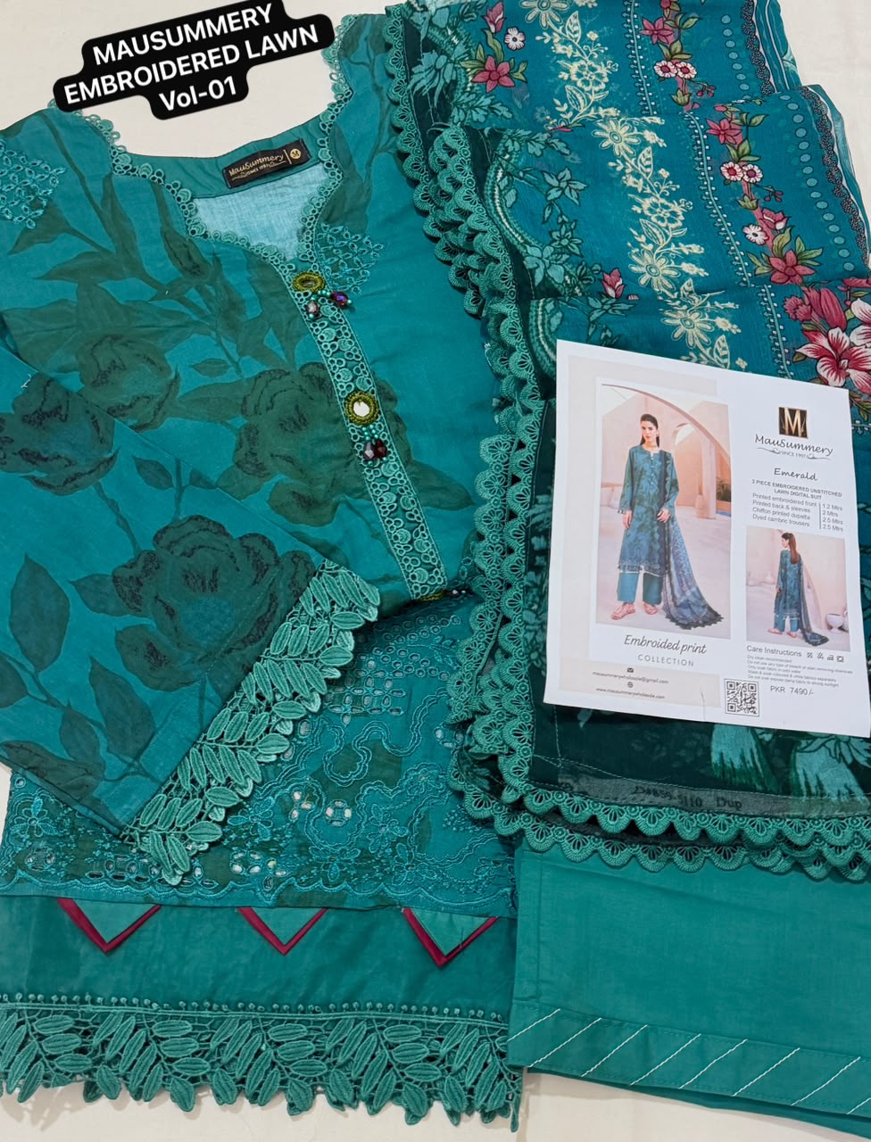 MAUSUMMERY EMBROIDERED & CHIKANKARI LAWN VOL-01