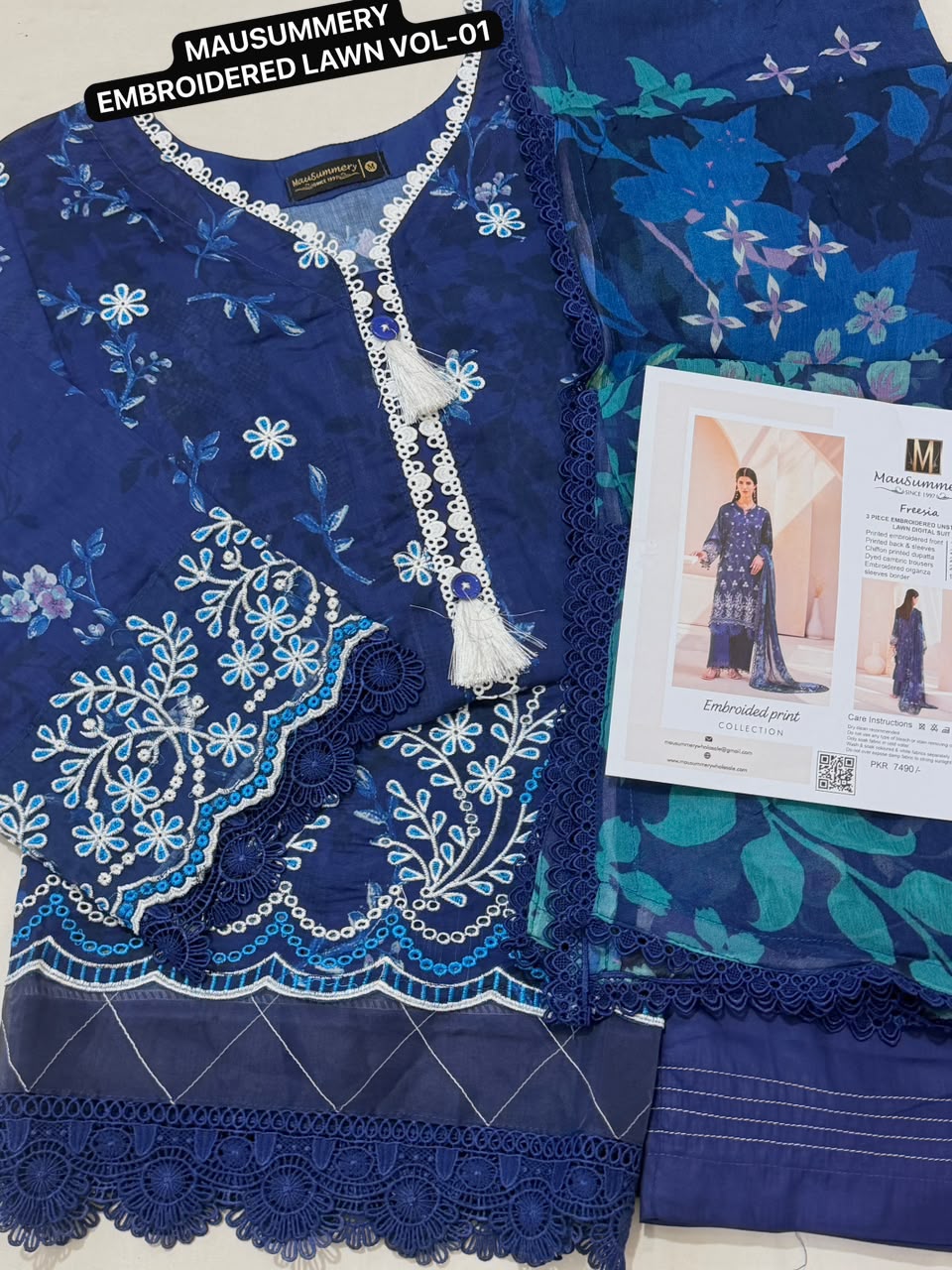 MAUSUMMERY EMBROIDERED & CHIKANKARI LAWN VOL-01