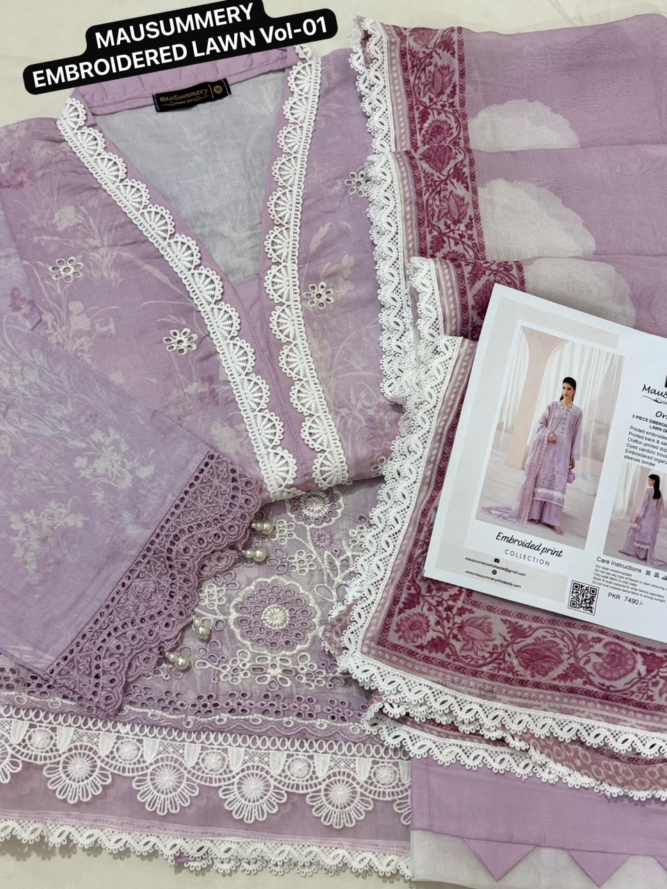 MAUSUMMERY EMBROIDERED & CHIKANKARI LAWN VOL-01