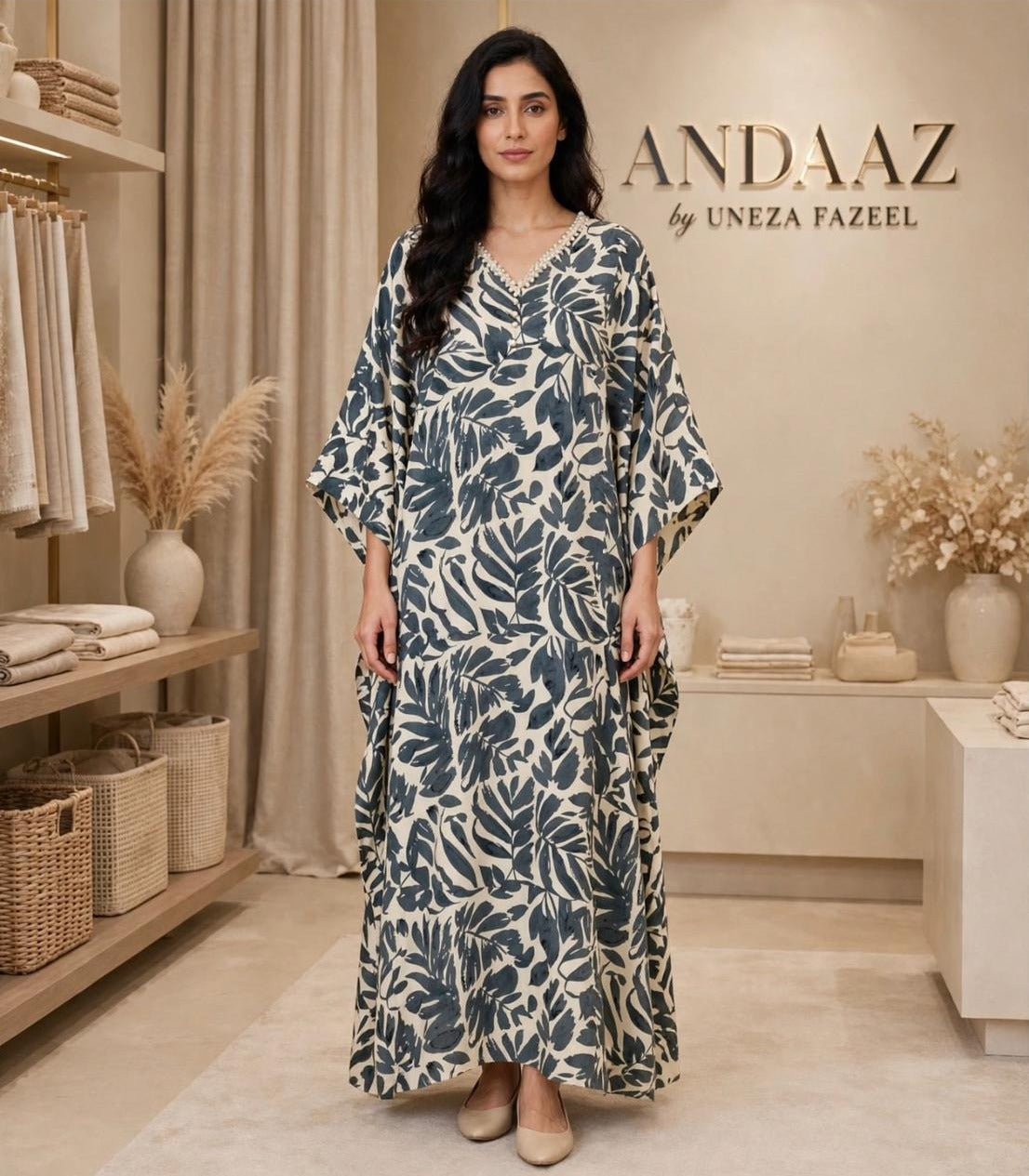 Winter Whisper Butterfly Kaftan – Blue Leaf
