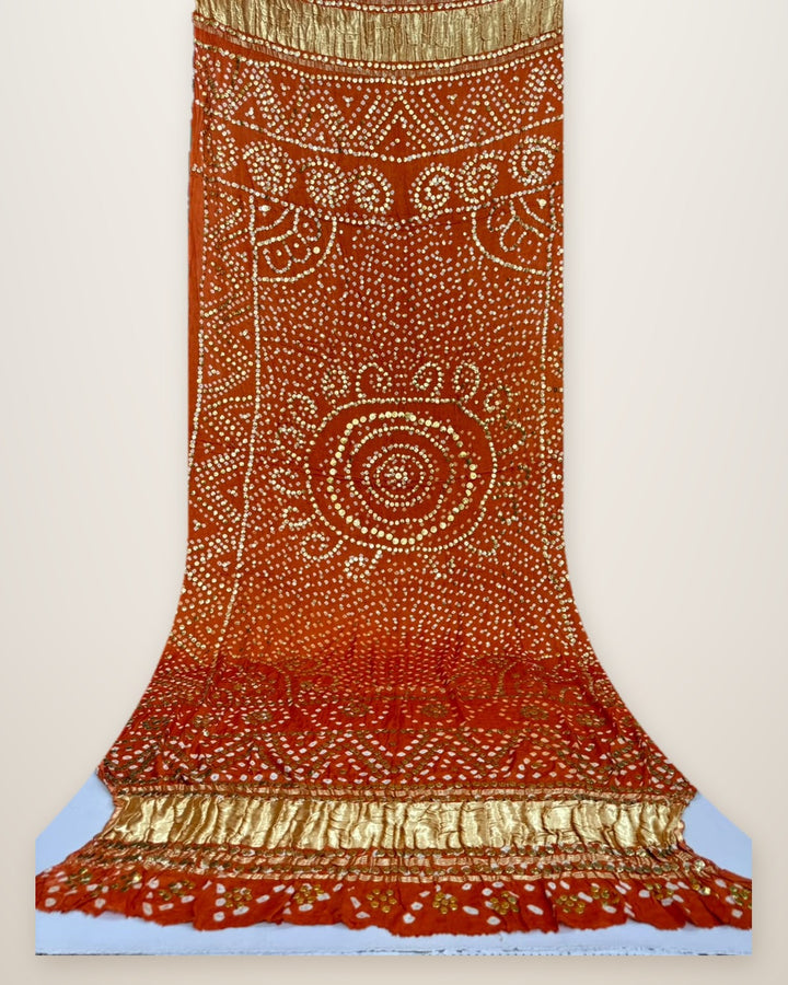Pure Gajji Silk Bandhani Dupatta – Orange