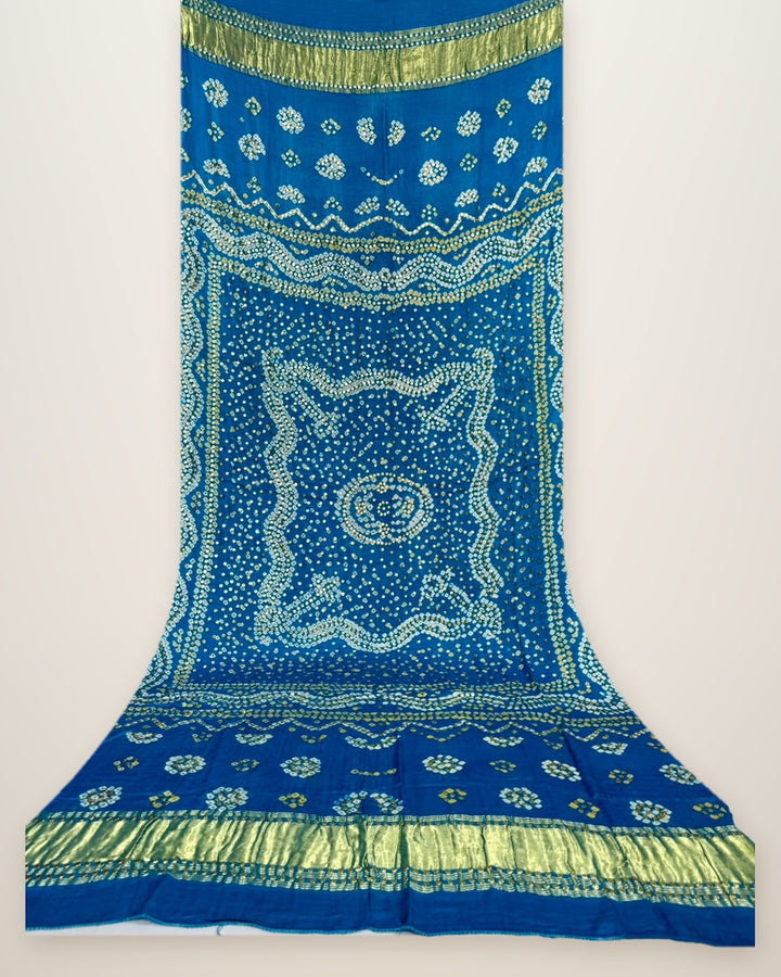 Pure Gajji Silk Bandhani Dupatta – Royal Blue