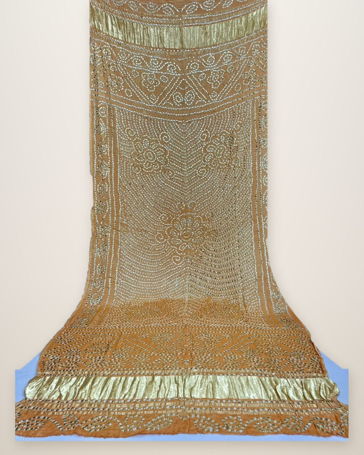 Pure Gajji Silk Bandhani Dupatta – Peach