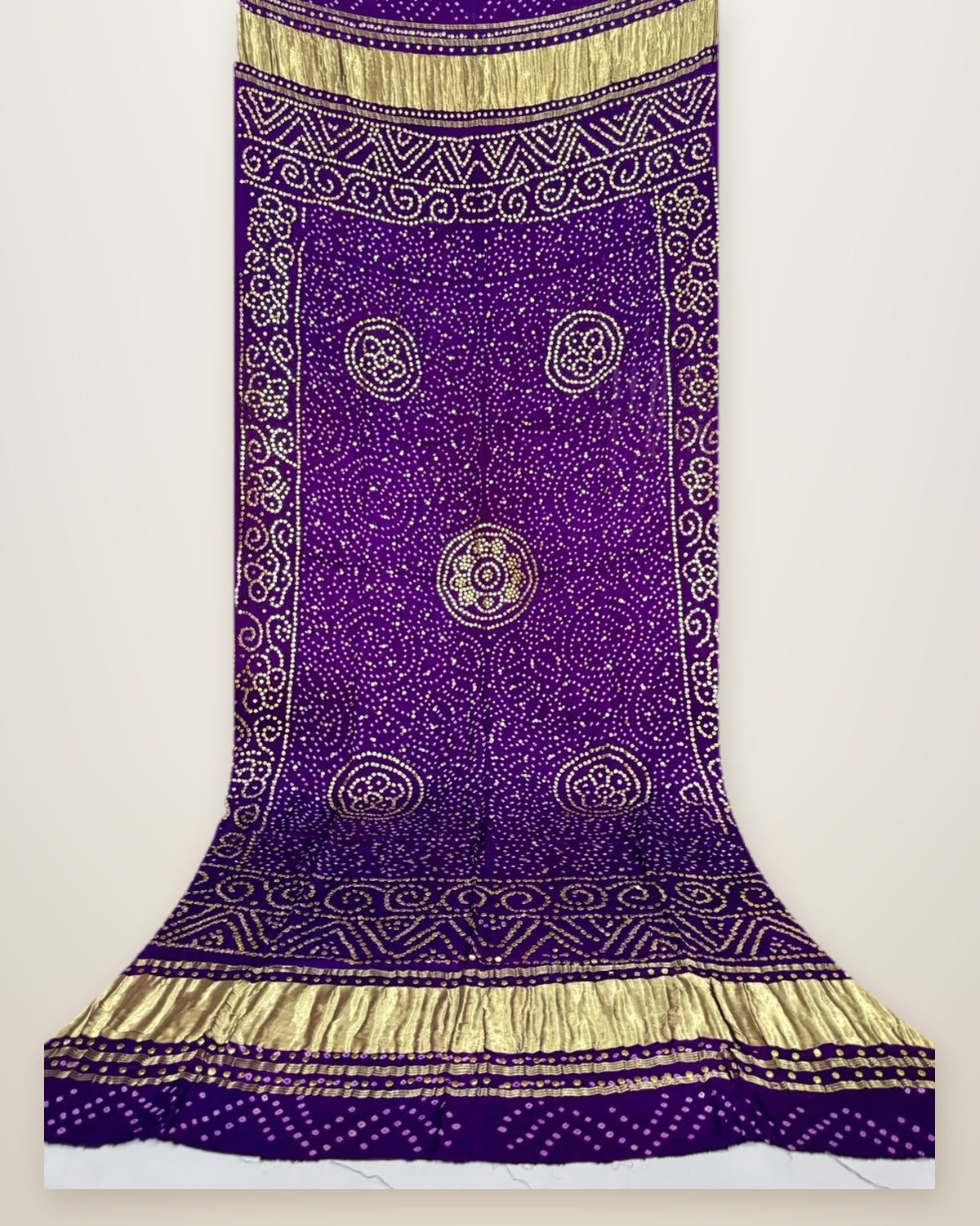 Pure Gajji Silk Bandhani Dupatta – Purple