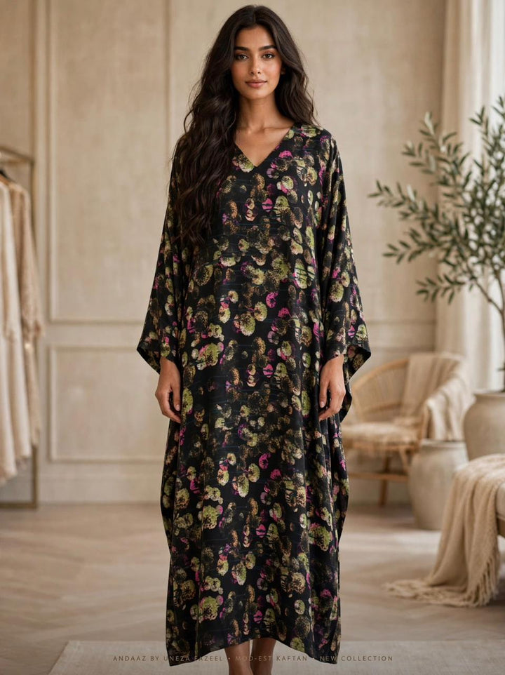Winter Whisper Butterfly Kaftan – Black Berry Floral