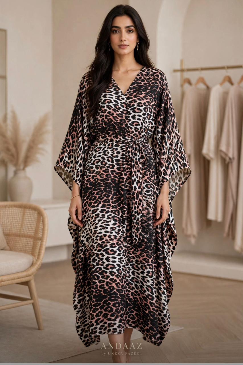 Winter Whisper Butterfly Kaftan – Blush Leopard