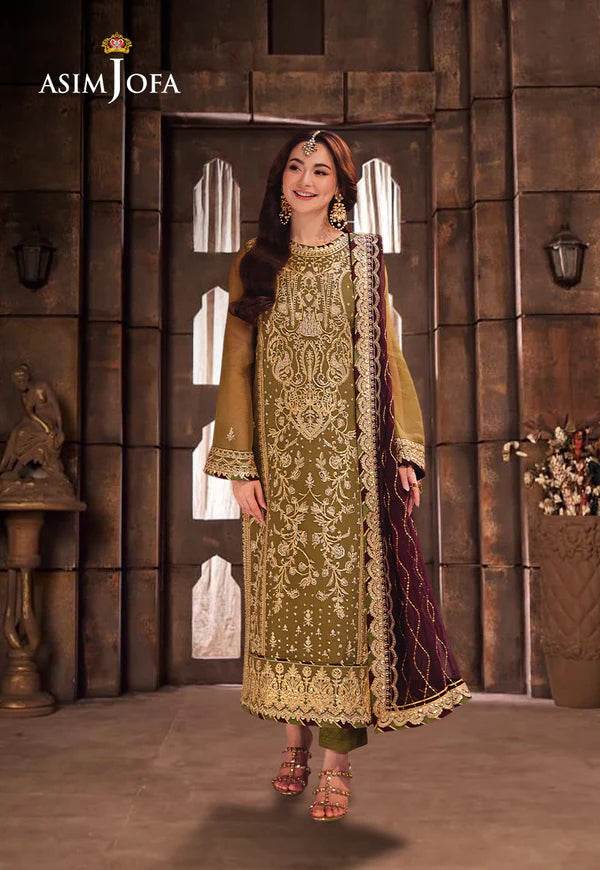 Ajkk-23 embroidered chiffon 3 pcs - Andaz By Uneza Fazeel
