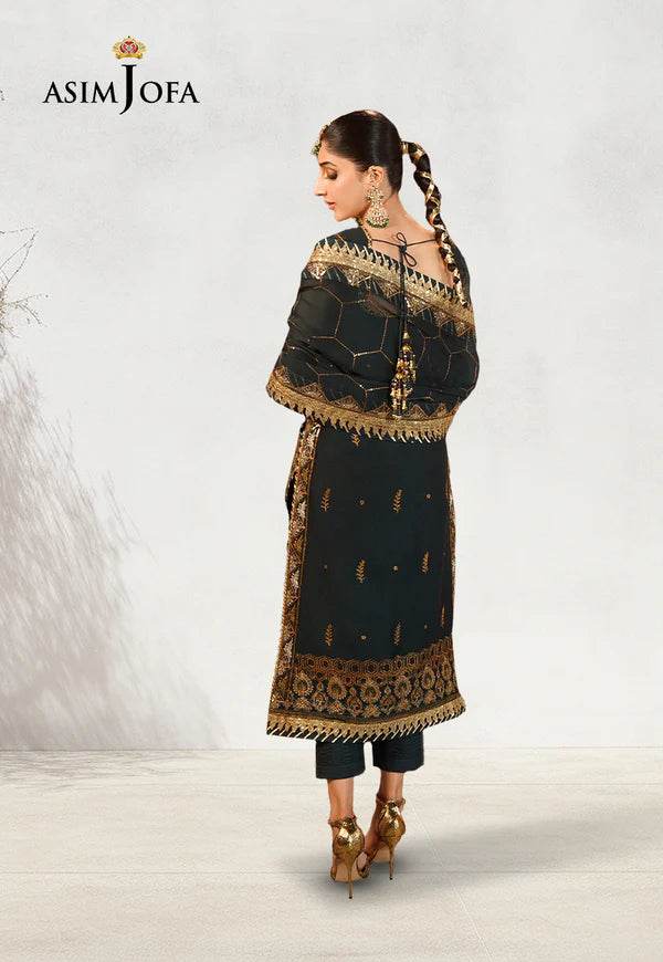 Ajcd-18 embroidered chiffon 3 pcs - Andaz By Uneza Fazeel