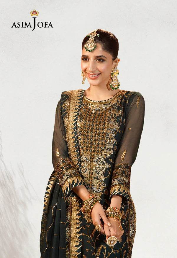 Ajcd-18 embroidered chiffon 3 pcs - Andaz By Uneza Fazeel