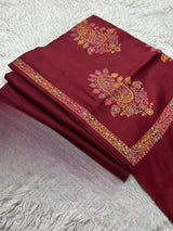 Pashmina 3PC Suit Design 07 Maroon