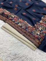Pashmina 3PC Suit Design 15 Navy Floral