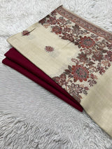 Pashmina 3PC Suit Design 22 Ivory & Maroon