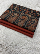 Pashmina 3PC Suit Design 28 Black Paisley & Rust