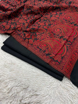 Pashmina 3PC Suit Design 39 Black & Red Paisley