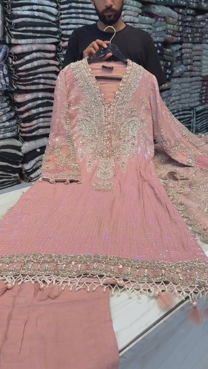 PREMIUM EMBROIDERED CHIFFON 3PC SUIT