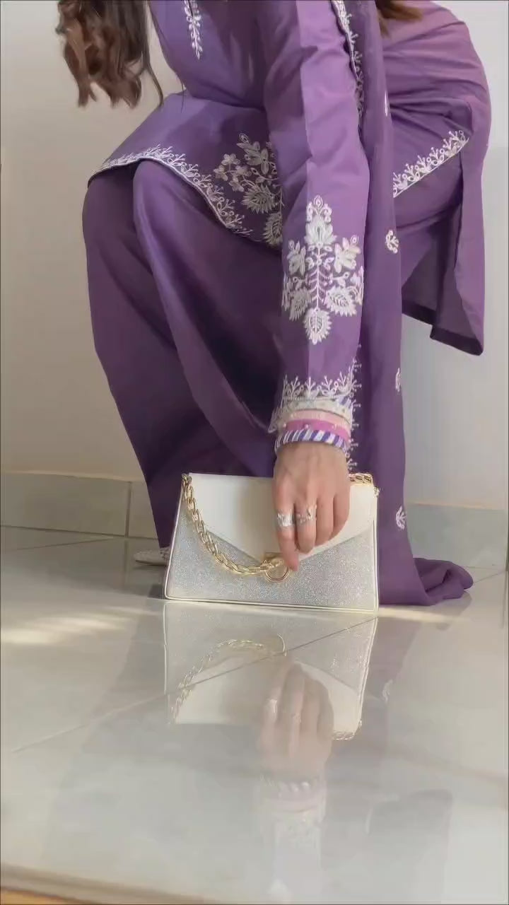 Rumi Pure Cotton Embroidered 3PC Suit With Farshi Shalwar