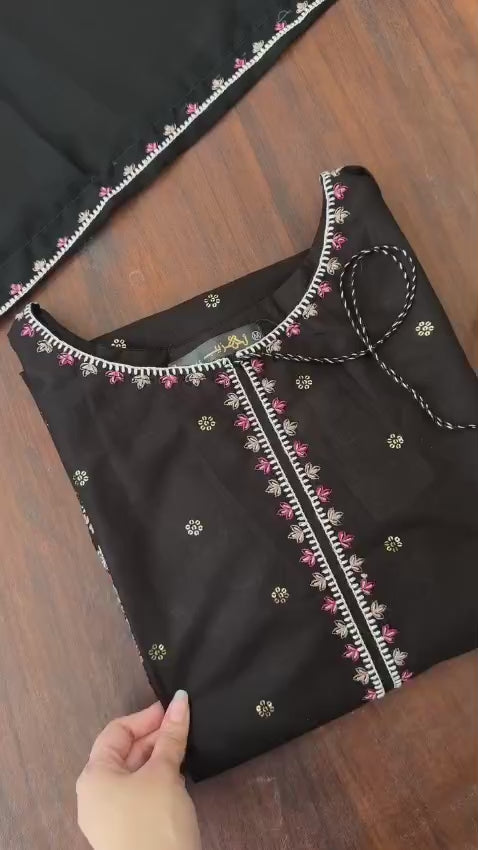Premium Lawn Sequence Embroidered 3PC Suit With Embroidered Farshi & Chiffon Dupatta