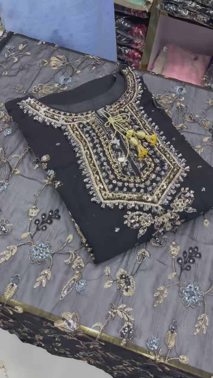 Luxury Chiffon Embroidered 3PC Festive Suit With Premium Chiffon Dupatta