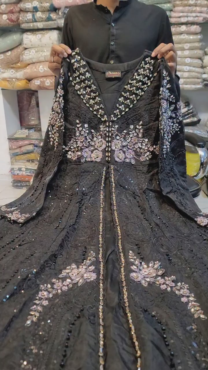 Restocked Royal Organza Open Long Frock 3PC Ready to Wear Formal Suit