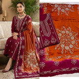 Pure Shamoze Silk Gota Work Maroon & Orange
