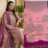 Pure Shamoze Silk Gota Work Tea Pink & Purple