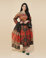 Zahras Printed 3PC stitched suit - dupatta drape
